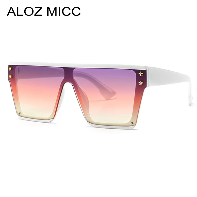 

ALOZ MICC 2019 Women Oversize Square Sunglasses Men Brand Designer Summer Sun Glasses Women Retro Gradient Goggle UV400 Q667