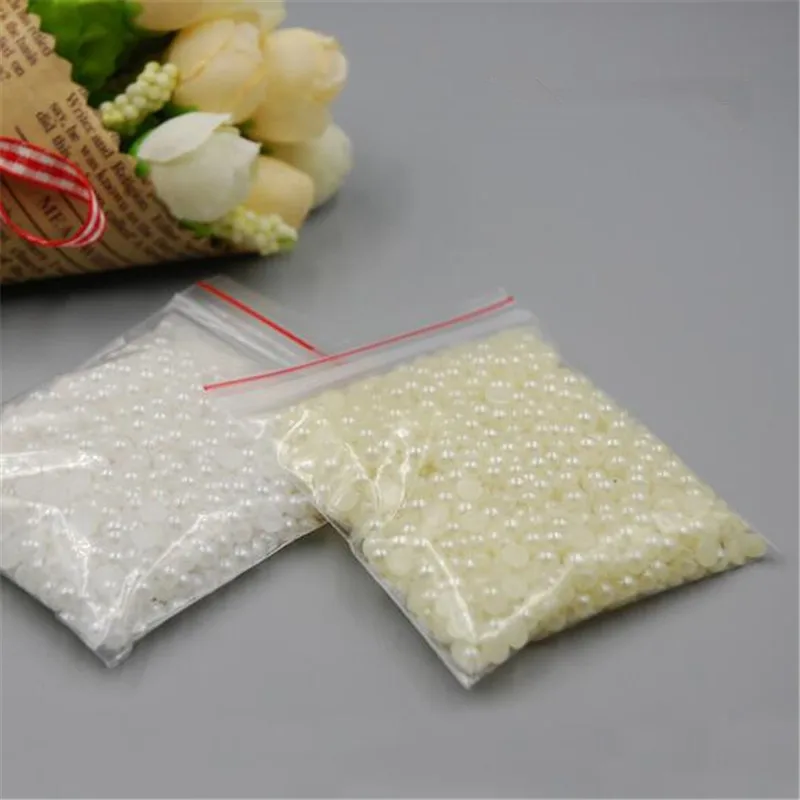 Полукруглые искусственные жемчужины для ногтей 4 мм 1000 шт. белые бежевые цветные