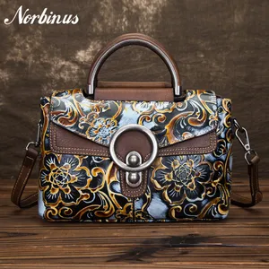Сумка-мессенджер Norbinus из натуральной кожи, женская сумка с тиснением, сумка в стиле ретро, сумки кросс-боди с ручками сверху натуральная кожа