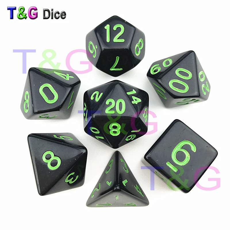 7 шт./лот высококачественные черные игральные кости D4 6 8 10 10% 12 20|dice d4|game diceblack dice |