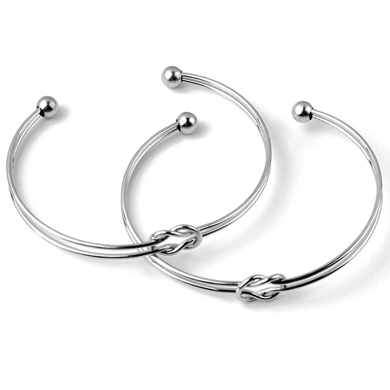 Stainless Steel Bracelet Fashion Knot Cuff Bracelets & Bangles Women Jewelry Simple Glossy Open Bangles LOVE Valentine Day Gift