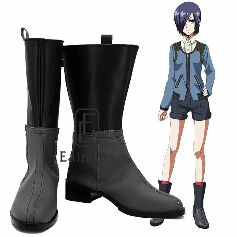 

Anime Tokyo Ghoul Touka Kirishima Cosplay Party Shoes Grey and Black Boots Custom Made
