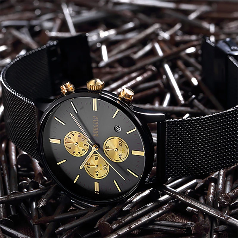 BAOGELA бизнес часы для мужчин ультра тонкий стиль наручные браслет из нержавеющей