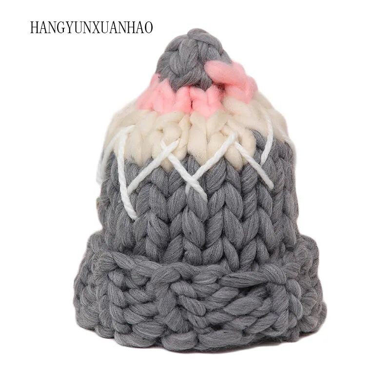 

Handmade Knitted Cap Women Beanies Hats Autumn Winter Warm Skullies Sport Ski Hats Bonnet tricote sombrero