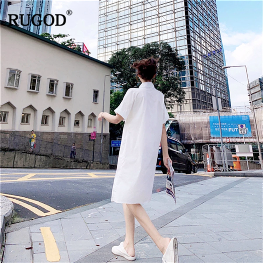 Женское асимметричное платье RUGOD однотонное облегающее с отложным воротником