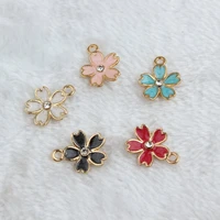 2019 new arrival oil drop rhinestone core flower diy jewelry bracelet necklace pendant charms enamel floating charm