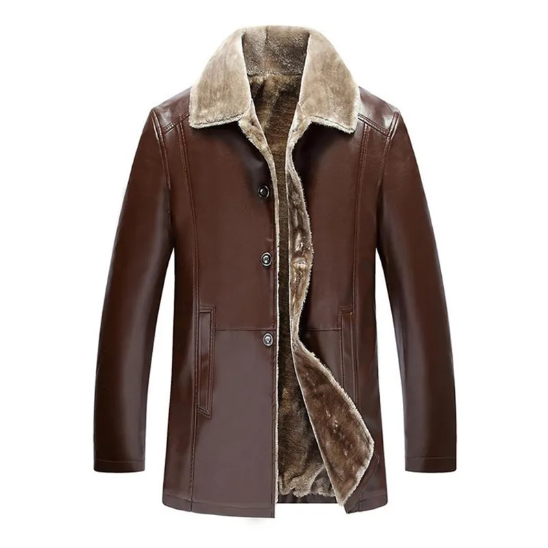Новые продукты зимние мужские кожаные куртки деловые повседневные бархатные