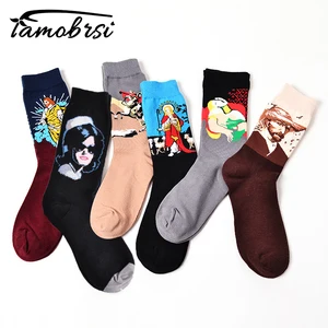 Носки, забавные носки в стиле ретро с рисунком персонажа для женщин и мужчин, Носки с рисунком Ван Гога, абстрактная картина маслом