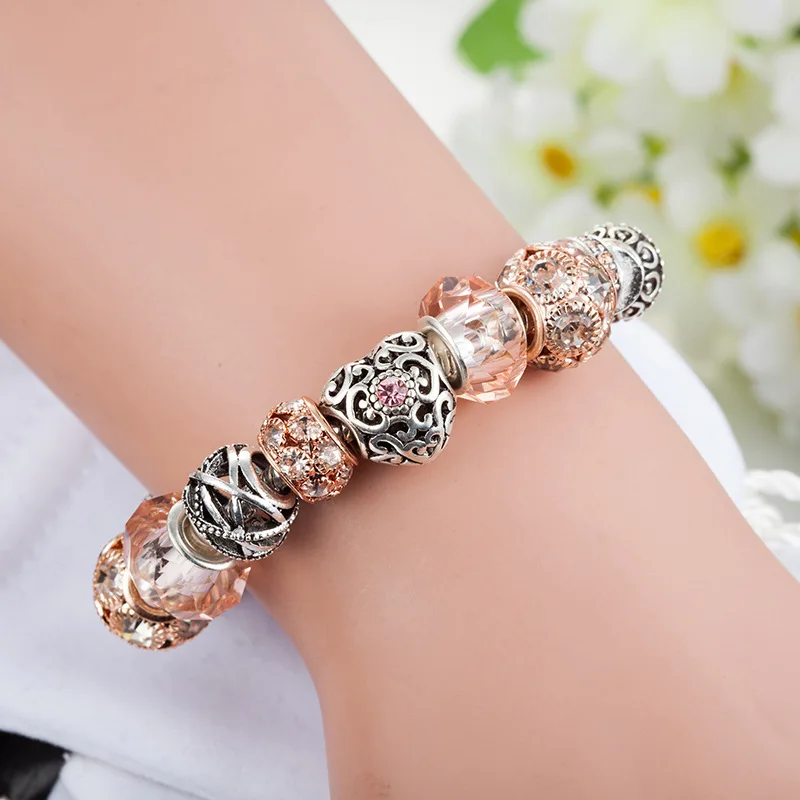 Модные браслеты pandora в Европейском стиле ручной работы очаровательные для женщин