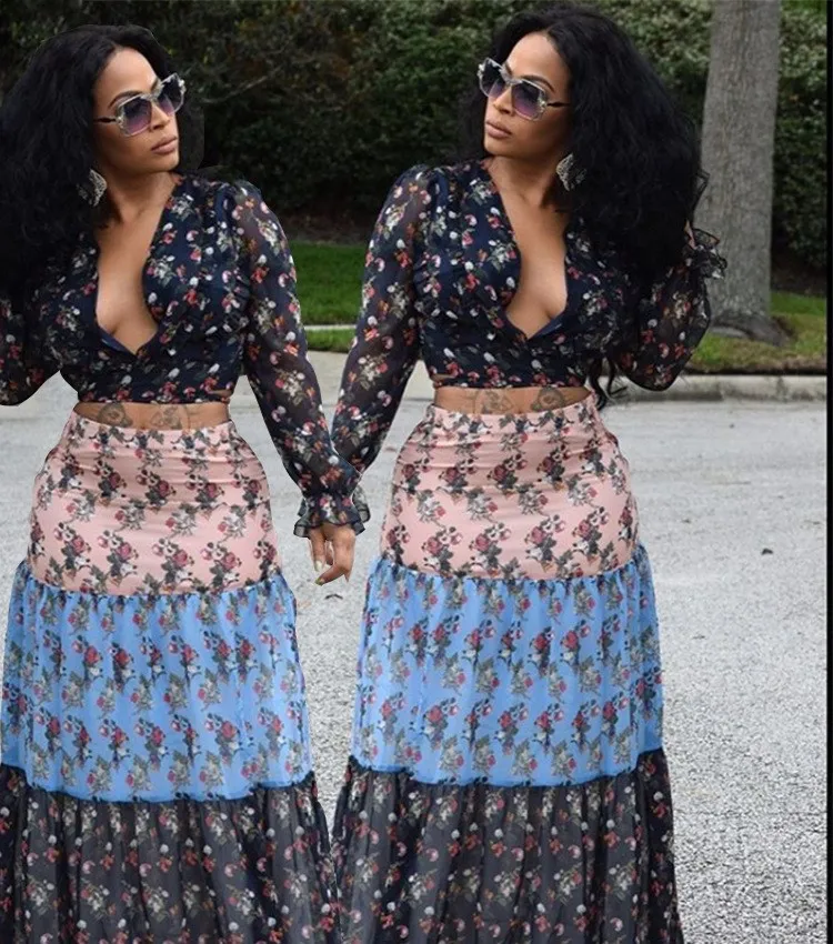 Женский укороченный Топ с длинным рукавом и v-образным вырезом длинное платье