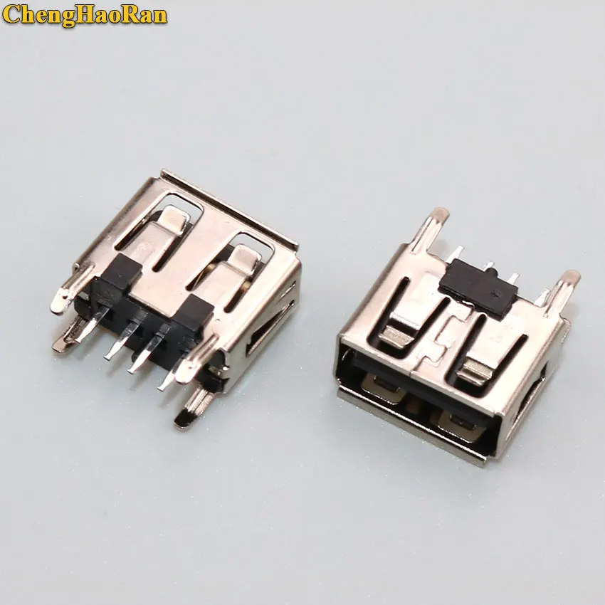 A ChengHaoRan 10 шт. тип плоский угол 180 градусов Женский USB PCB разъем USB разъем - Цвет: A