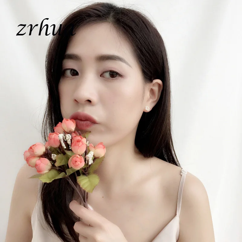 ZRHUA/, клевые серьги из стерлингового серебра 925 пробы для девочек, милые животные, цветок, сверкающие aretes, рождественские подарки для женщин, влюбленных