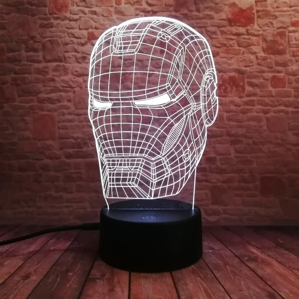 Marvel Мстители легенды 3D искусство Железный человек маска герой фигура Ночной