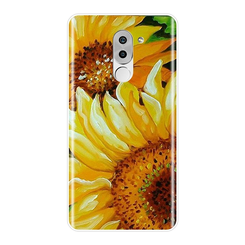 Чехол для телефона с рисунком подсолнуха цветка Луны силикона Huawei Honor 4C 5C 6C 6A Pro
