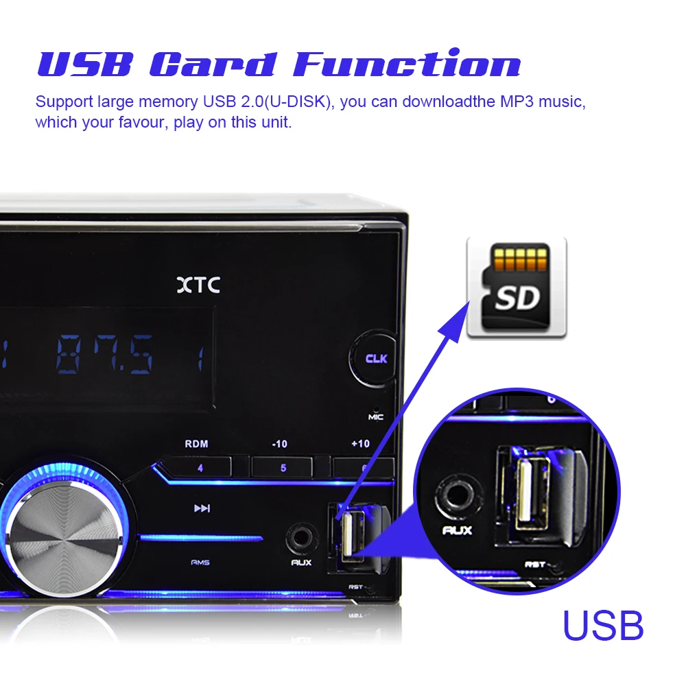 Автомагнитола Camecho 2 Din Bluetooth аудио Setero 12 В USB AUX Авторадио SD FM Mp3 мультимедийный
