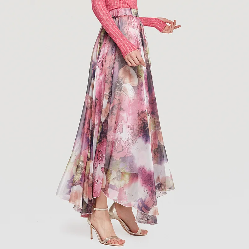 2018 summer women's large size bohemian dress floral wrapped chest silk skirt | Женская одежда