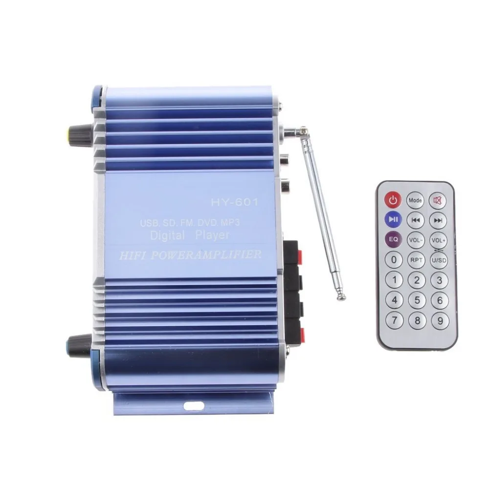 Kentiger HY601 2 Каналы красочный свет автомобиля Усилитель MP3 FM/USB игрока 20 Вт + цифровой
