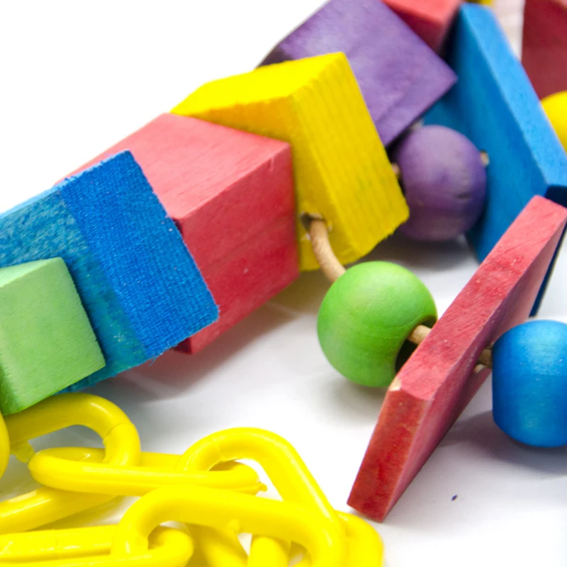 1 шт. попугай птица игрушки красочные деревянные укусы ползунки жевательная