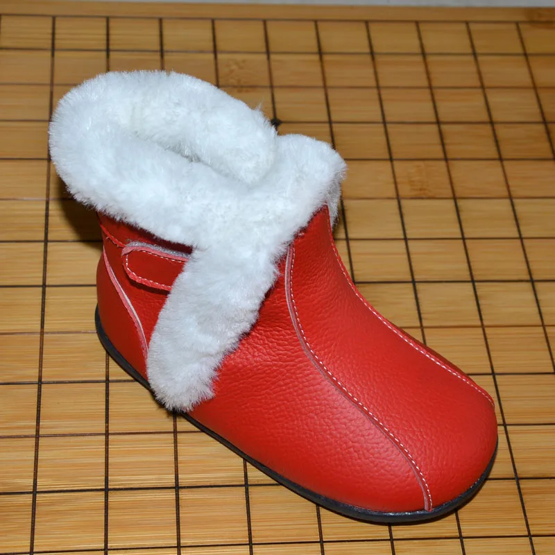 Ботильоны для маленьких девочек; Меховая зимняя обувь; Плюшевые Теплые Нескользящие Детские зимние ботинки для малышей; цвет серый, розовый, красный; chaussure de nina zapatos