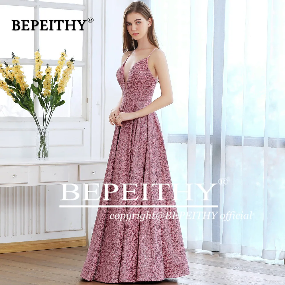 BEPEITHY/розовое длинное платье для выпускного вечера с v образным вырезом и