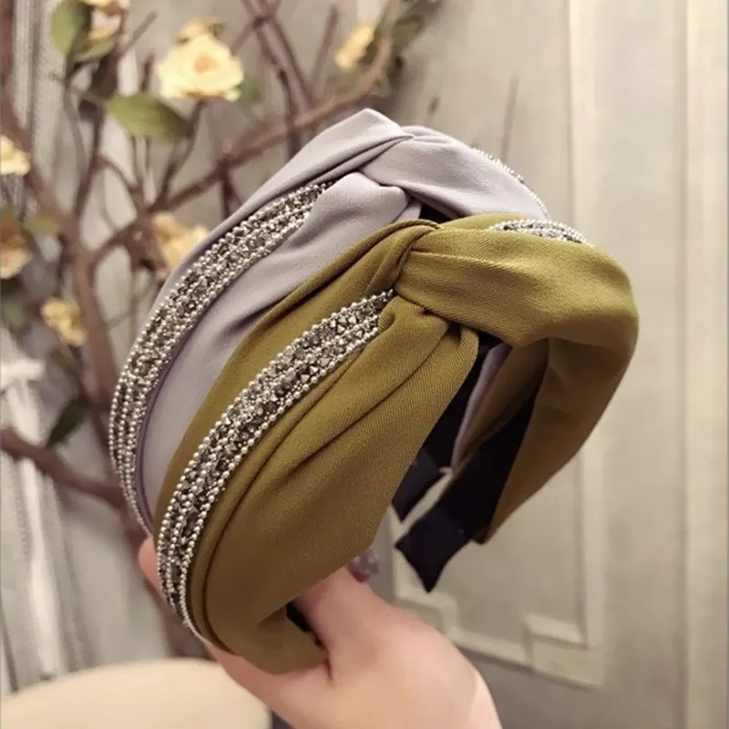 Модные аксессуары для волос женская однотонная тканевая повязка на голову