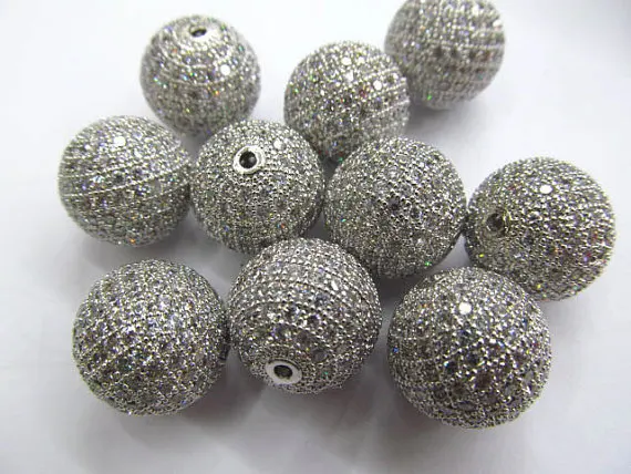 

AAA grade 10mm 20pcs pave metal spacer &cubic zirconia crysatl silver gold mixed jewelry beads