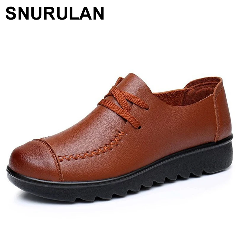 

SNURULAN/женская мягкая обувь на плоской подошве; Сезон весна-осень; Женская обувь из натуральной кожи; Повседневная модная удобная обувь без шн...