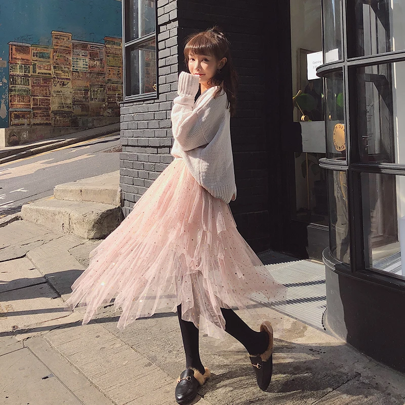 2019 летние блестящие пушистые женские юбки марлевая стандартная юбка Золотая