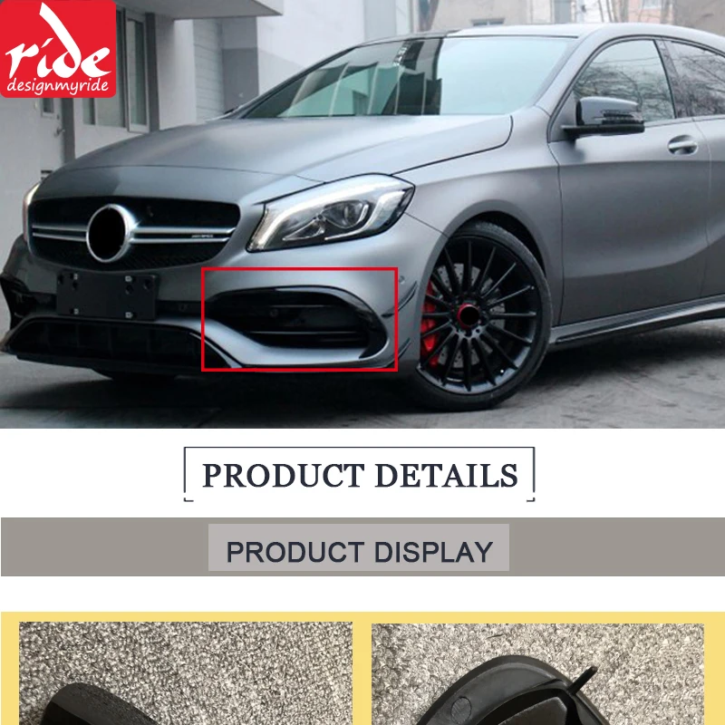 Для Mercedes W176 A класс Спорт A45 Стиль переднего бампера губы разделитель обшивки Canard Fin 2-шт ABS глянец Черный A180 A200 A250 A45 16