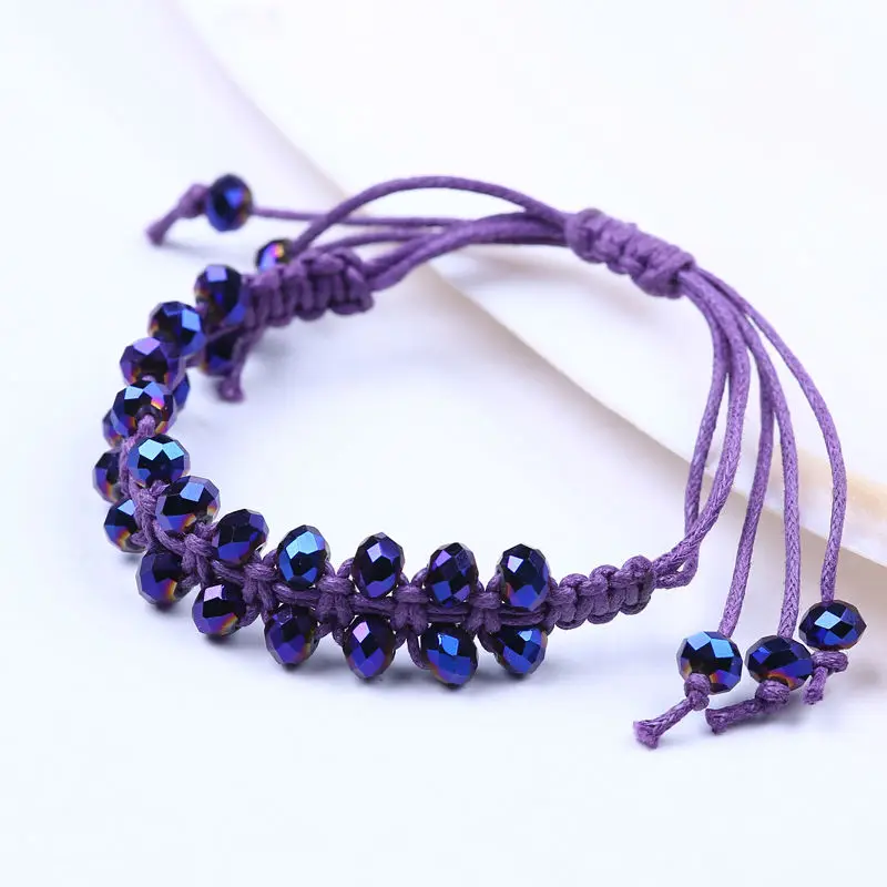 2016 new bling purple crystal beads bracelet string circle faceted weaving cheap handmade jewelry DIY | Украшения и аксессуары