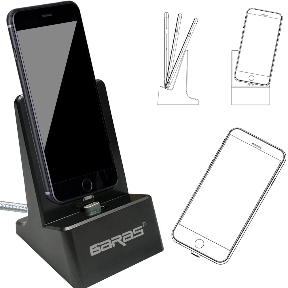 GARAS Магнитная док станции для Lightning/Micro USB/Тype C магнит Зарядное устройство кабель