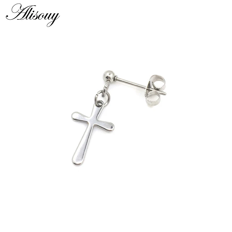Style1 Silver Alisouy 2 шт сережки-крестики унисекс серьги 4 стиля крест уха ювелирные изделия мужские женские модные серьги-гвоздики хирургическая сталь push back - Окраска металла: Style1 Silver