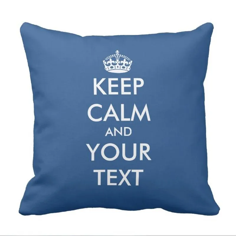 

Custom double sided Keep calm throw pillow case blue
