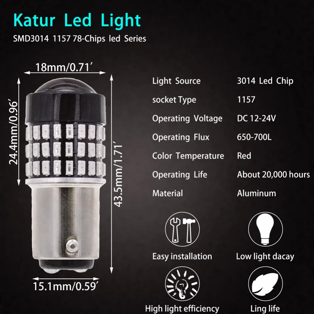Katur 4 шт. S25 LED 1157 BAY15D 3014 78-EX чипсетов 2057 2357 Doulbe светодиодные лампы для Tail тормозная