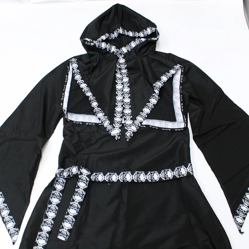 2018 новый черный волшебник ведьма костюм для мужчин женщин призрак Пара Одежда