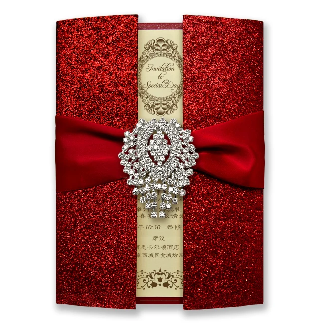 

30 pcs Luxury Shiny Red Wedding Invitation Cards - Set of 30