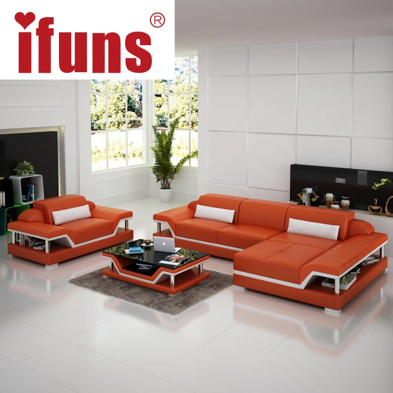 IFUNS salon furniture manufacturer modern design living roomleather sofa set top grain italian black&ampbrown&ampwhite&amporange&ampleather |