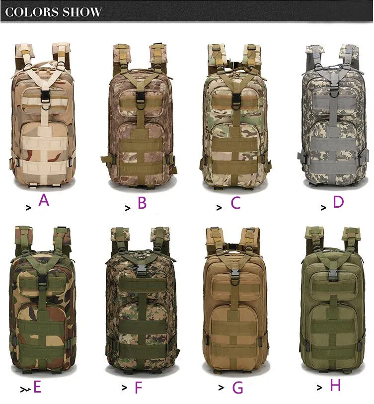 Camouflage Combat 3P Attack Tactical Backpack Outdoor Mountaineering Backpack Hiking Camping  Nylon Bucket Shoulder Bags 20-35L