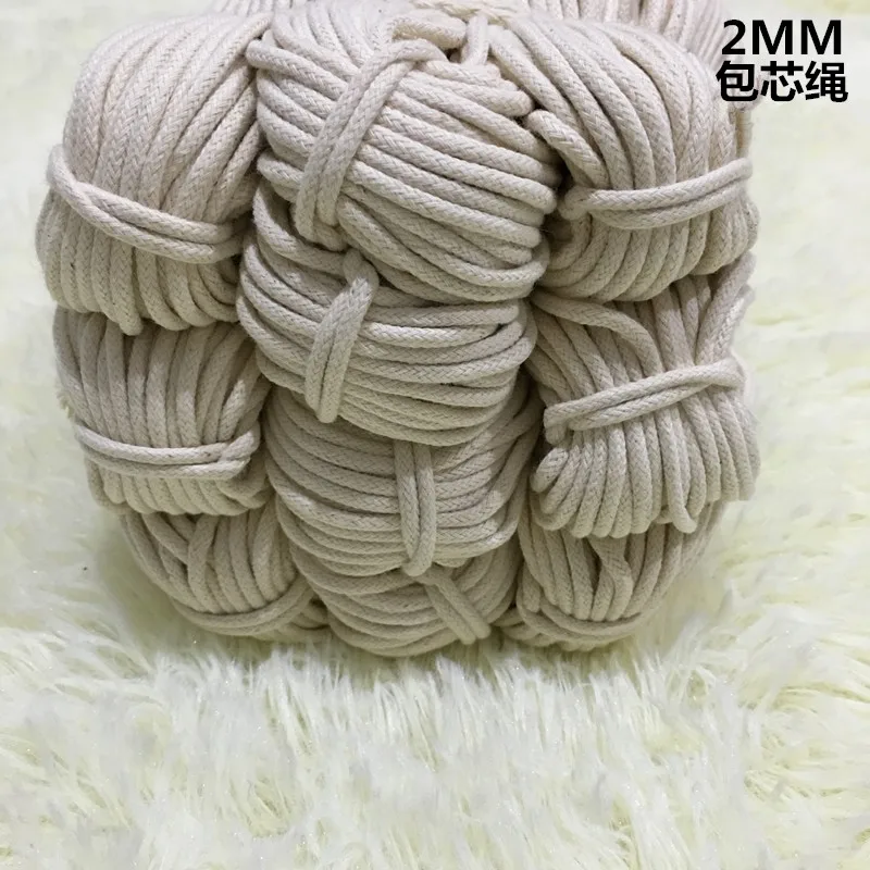 70YARDS, 2MM/3MM/4MM,Beige Cotton Rope Decorative Drawstring Twine Tied Cord For DIY Handmade Bag Shoes Project Accessories