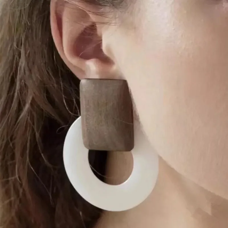 Индивидуальные модные большие висячие серьги для женщин акриловые деревянные