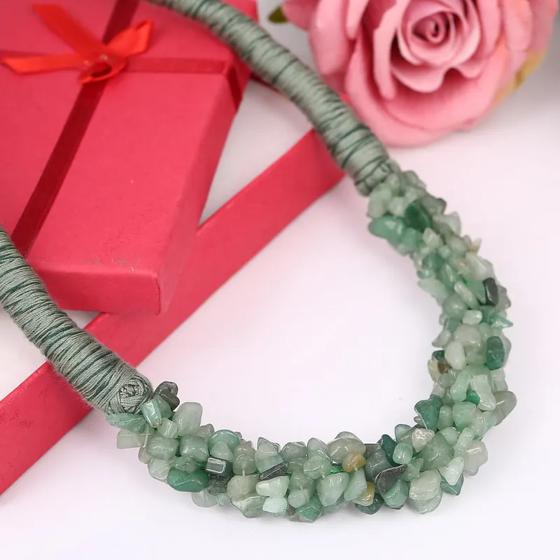 Женское Винтажное колье MINHIN зеленое ожерелье-чокер с натуральным камнем