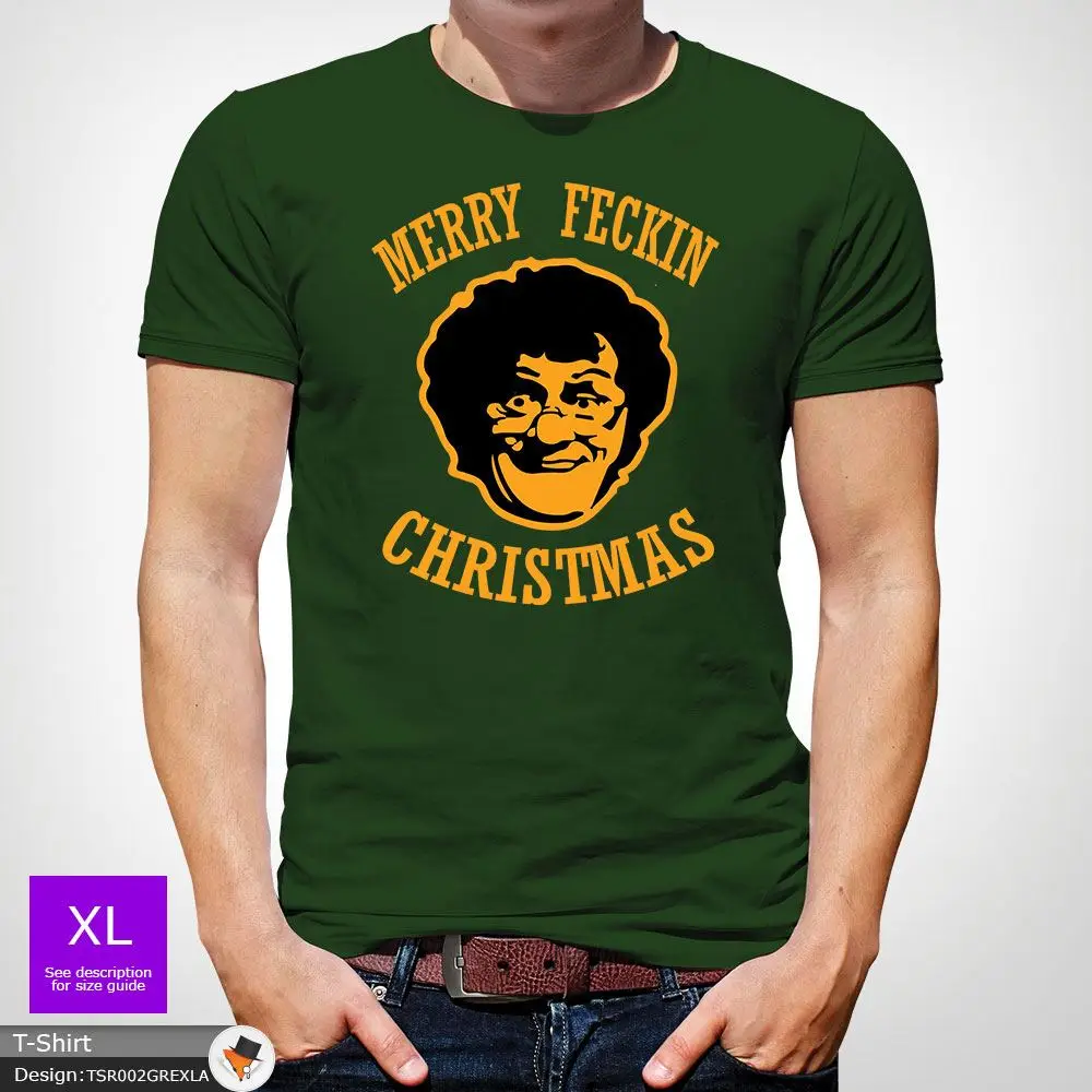 Рождественская футболка MRS B BROWN'S MERRY FECKIN' идея подарок кофта Топ зеленый!