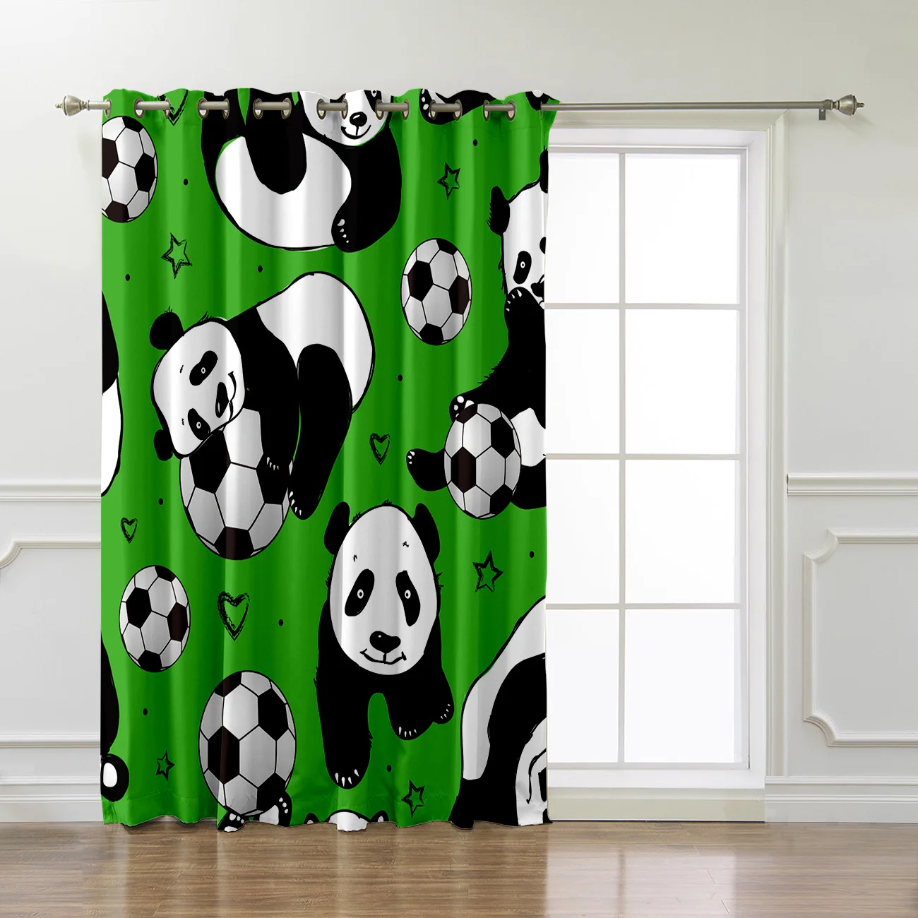 Panda Background Green Asian Football Game 3D Window Curtains for Living Room Bedroom Kitchen Cortinas Para Sala De Estar | Дом и сад