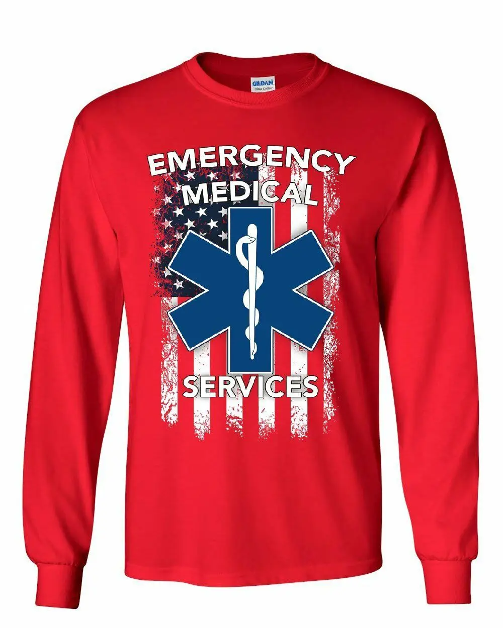 Футболка с длинными рукавами EMT Star of Life футболка флагом США|Мужские футболки| |