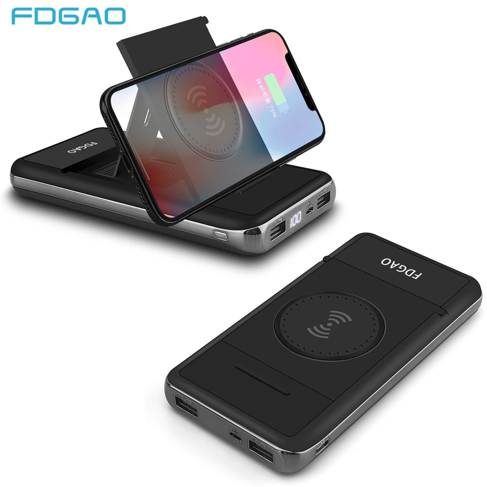 Беспроводное зарядное устройство Fdgao 20000 мАч Qi Dual USB внешний аккумулятор для iPhone XS