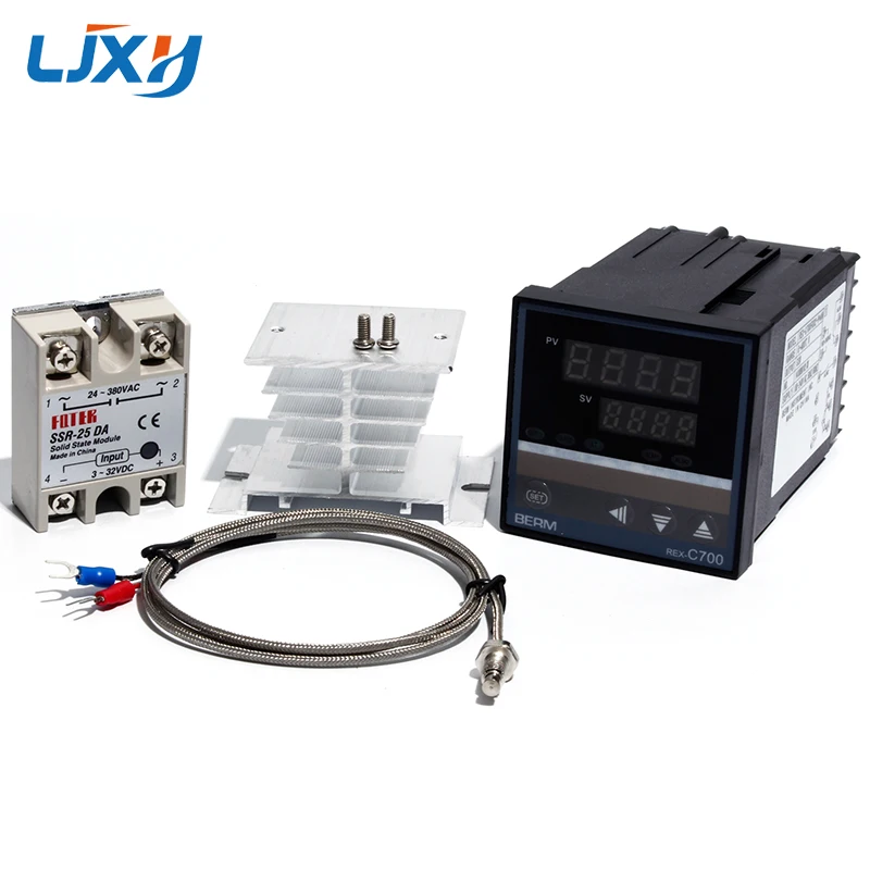 

LJXH Temperature Controller REX-C700 Thermocouple Universal Input SSR Output/K Type Thermocouple/Solid State RELAY/Heat Sink