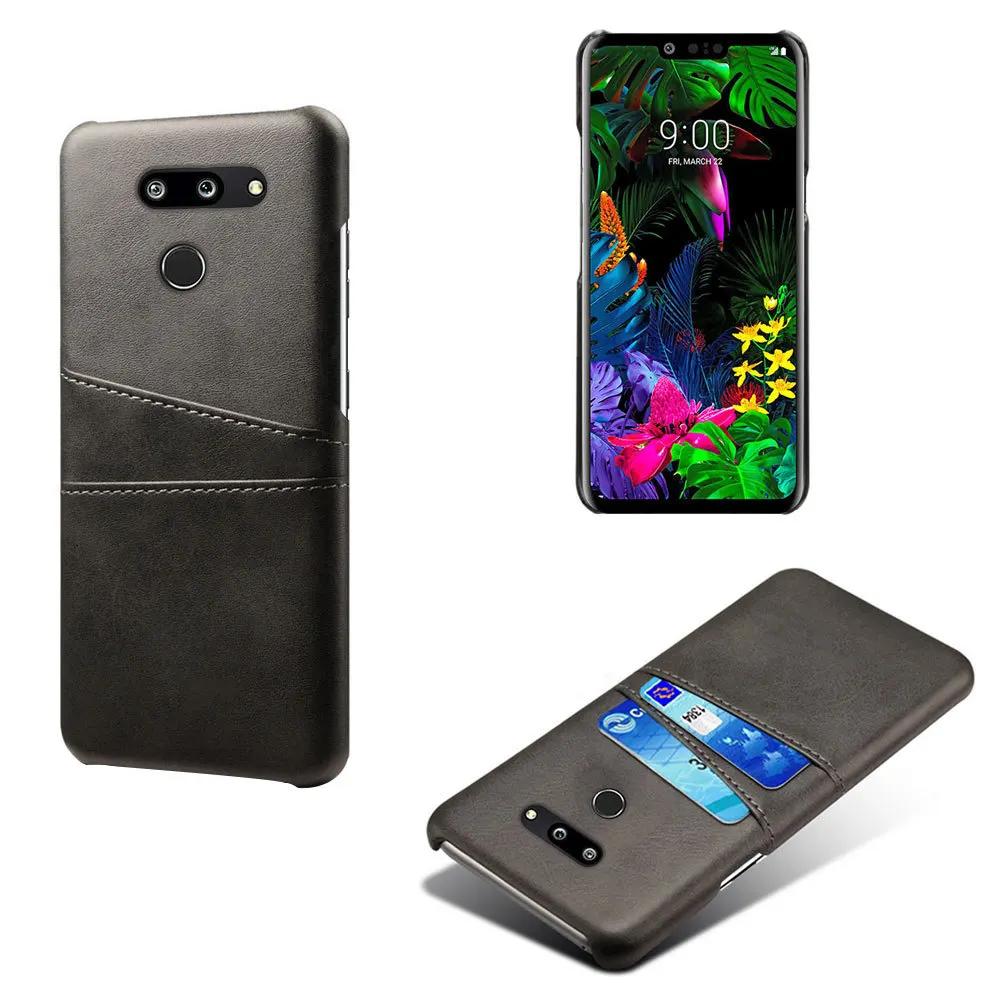 black Обложка на заднюю панель из искусственной кожи чехол для телефона для LG G8 тонкий Q V50 K40 K20 Aristo2 бизнес-стиль карман для карт кошелек чехол для телефона тонкий корпус - Цвет: black