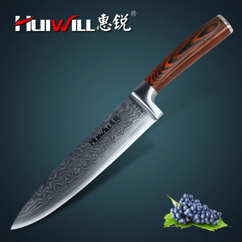 Huiwill бренд VG10 Дамасская углеродистая сталь 8 дюймов кухонный шеф нож мясницкий с