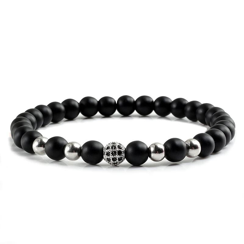 Модные высококачественные матовые черные бусины из камня 6 мм и черный шар