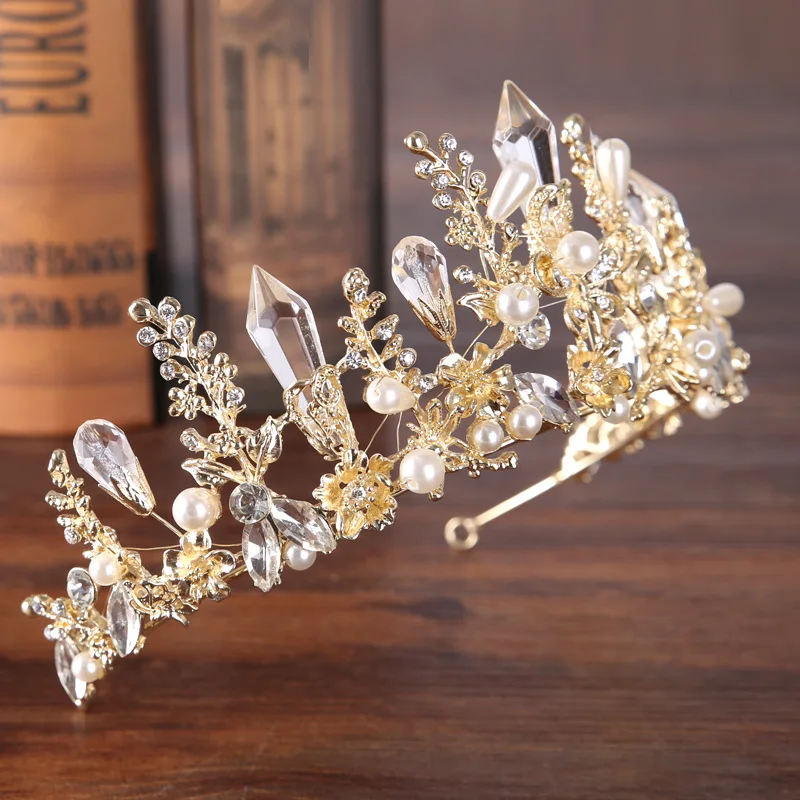 Pageant big Crystal Tiaras And Crowns 2017 Bridal Rhinestone Imitation pearl Hair Jewelry Women girls Hairbands | Украшения и